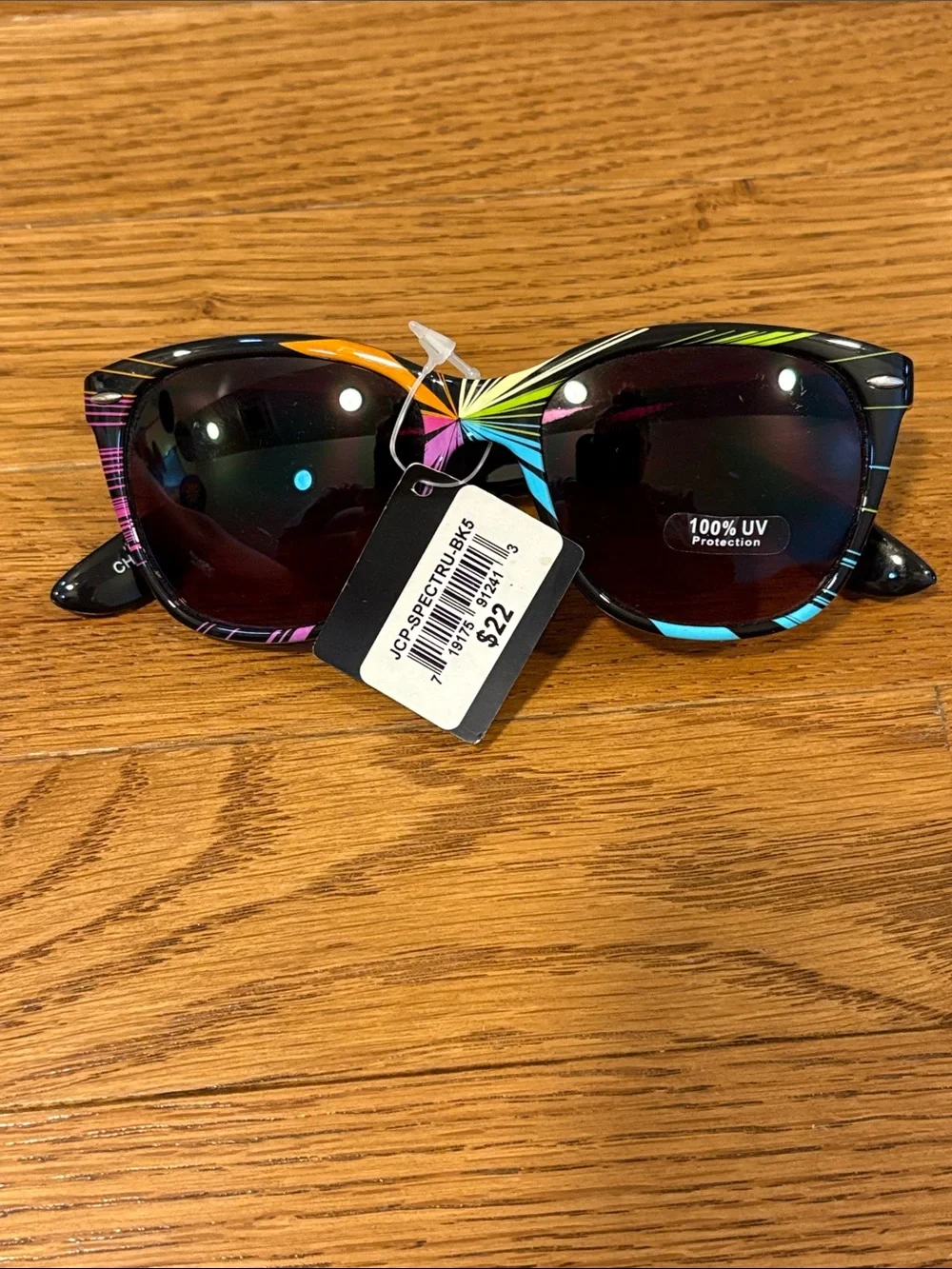 JCPenny’s | NWT Fantas-Eyes Sunglasses Black & Rainbow UV Protection One Size OS
